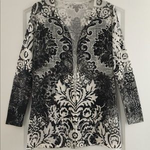 Cleo Cardigan, black, grey, white design